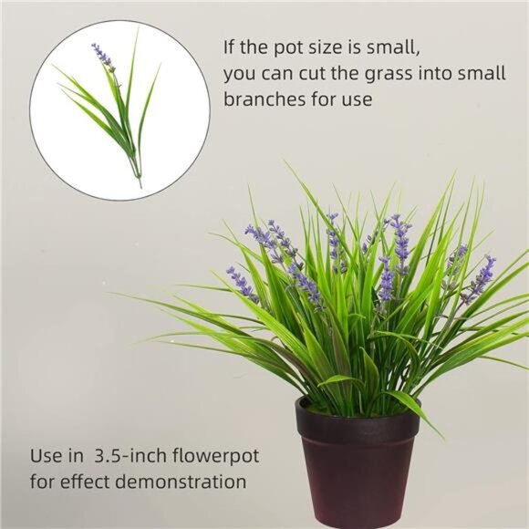12 Bundles Artificial Plants Outdoor Fake Monkey Grass with Flowers for Pot UV - Picture 11 of 14